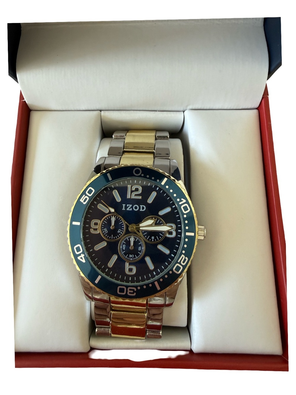 Izod Men's Blue Dial Two Tone Wristwatch New In Box